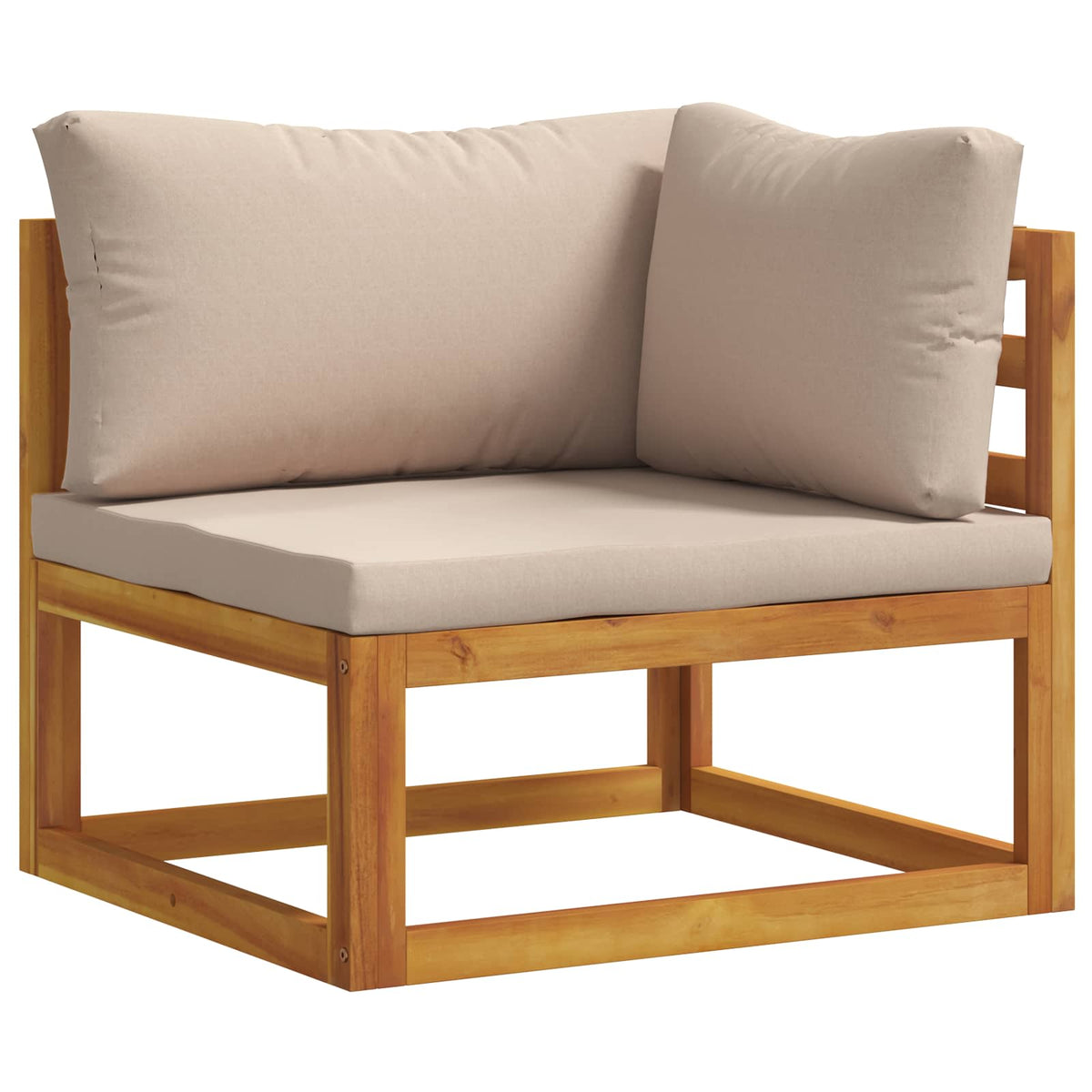 Sofa Set 7 pcs Natural Solid Acacia Wood Taupe 2x corner + middle