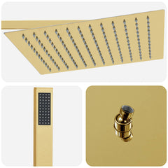 Concealed Shower System (Round) Stainless Steel 201 Gold Square-shaped