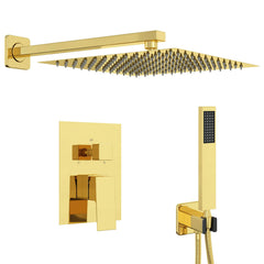 Concealed Shower System (Round) Stainless Steel 201 Gold Square-shaped