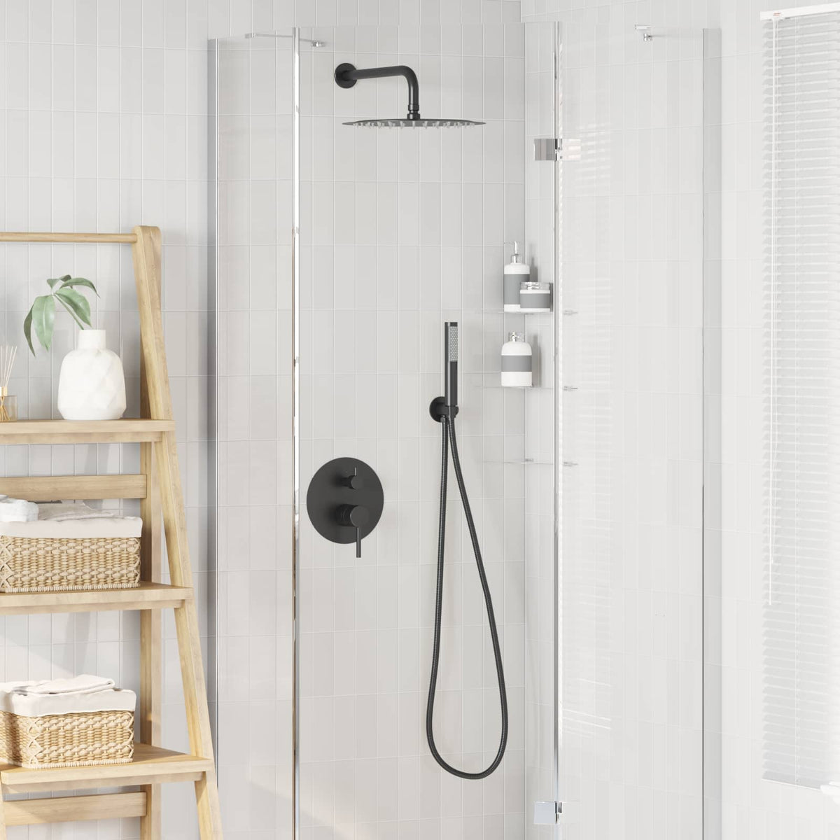 Concealed Shower System (Round) Stainless Steel 201 Black Round-shaped