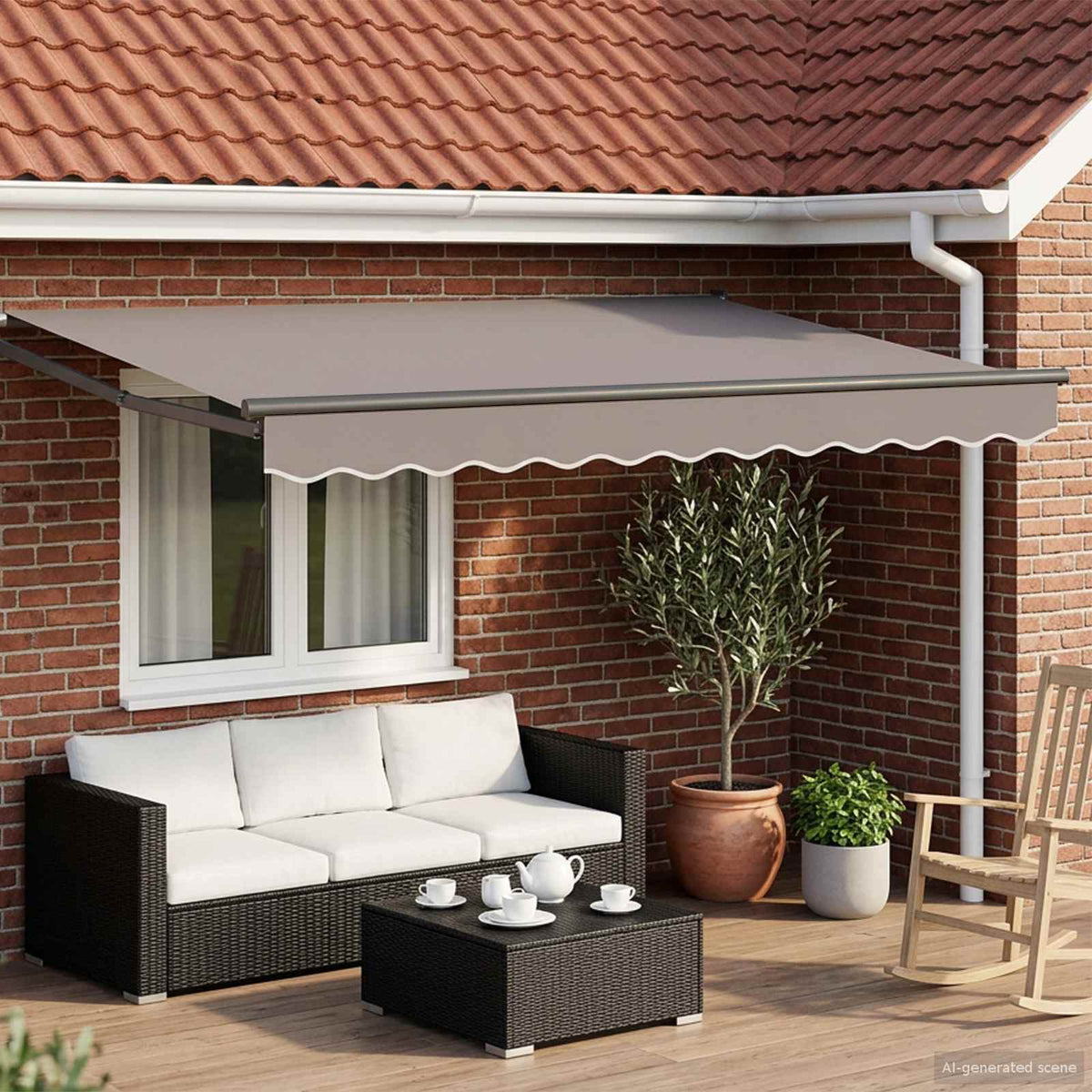 Manual Awning Frame with Solar LED Anthracite 3 m 2 m