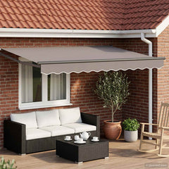 Manual Awning Frame with Solar LED Anthracite 3.5 m 2 m