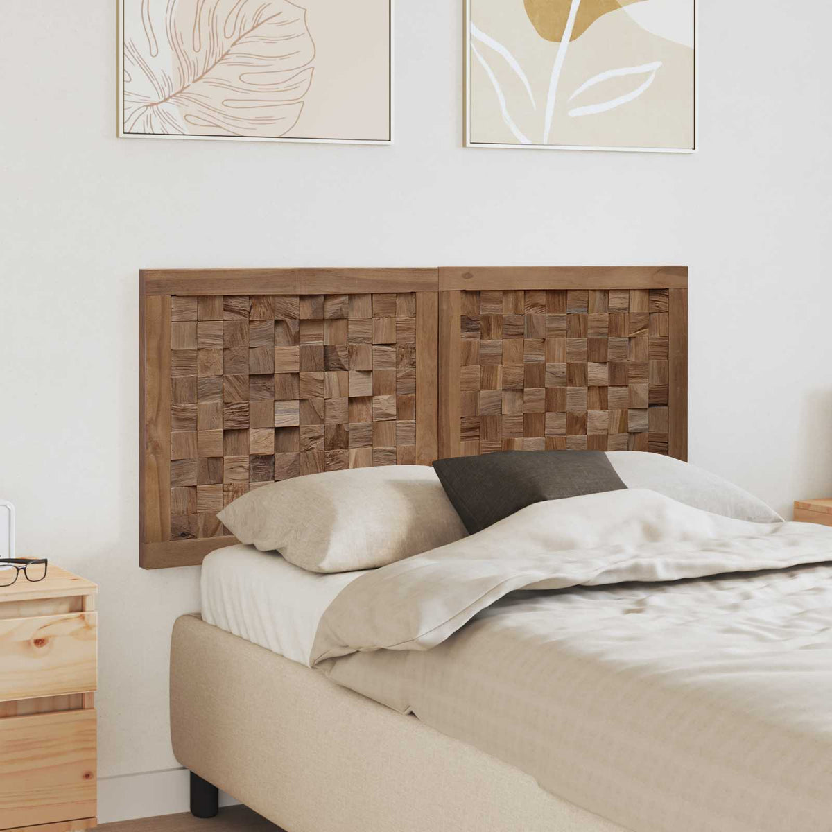 Bed Headboard Natural Solid Teak Wood 120 cm