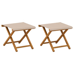 Deck Chair 2 pcs Solid Eucalyptus Wood Beige