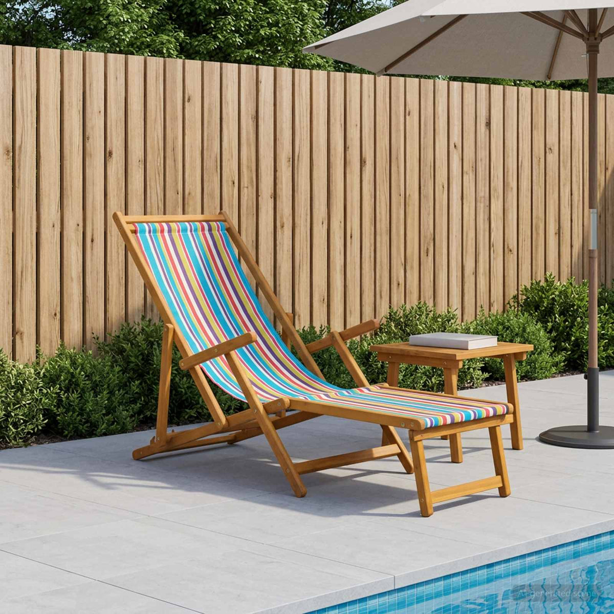 Folding Sun Lounger 3 Position Solid Eucalyptus Wood Multicolour