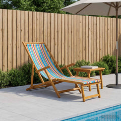 Folding Sun Lounger 3 Position Solid Eucalyptus Wood Multicolour