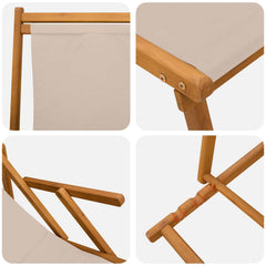 Folding Sun Lounger 3 Position Solid Eucalyptus Wood Beige