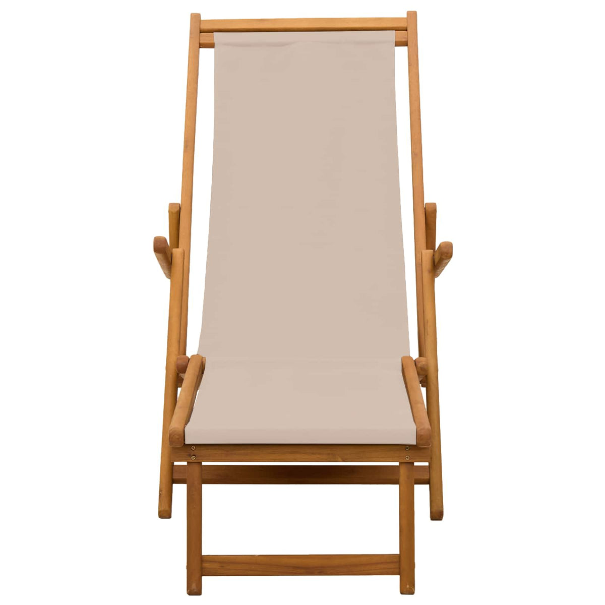 Folding Sun Lounger 3 Position Solid Eucalyptus Wood Beige