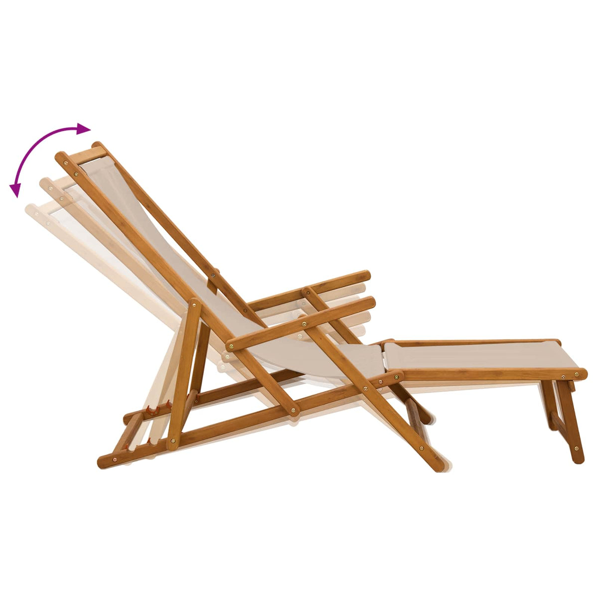 Folding Sun Lounger 3 Position Solid Eucalyptus Wood Beige