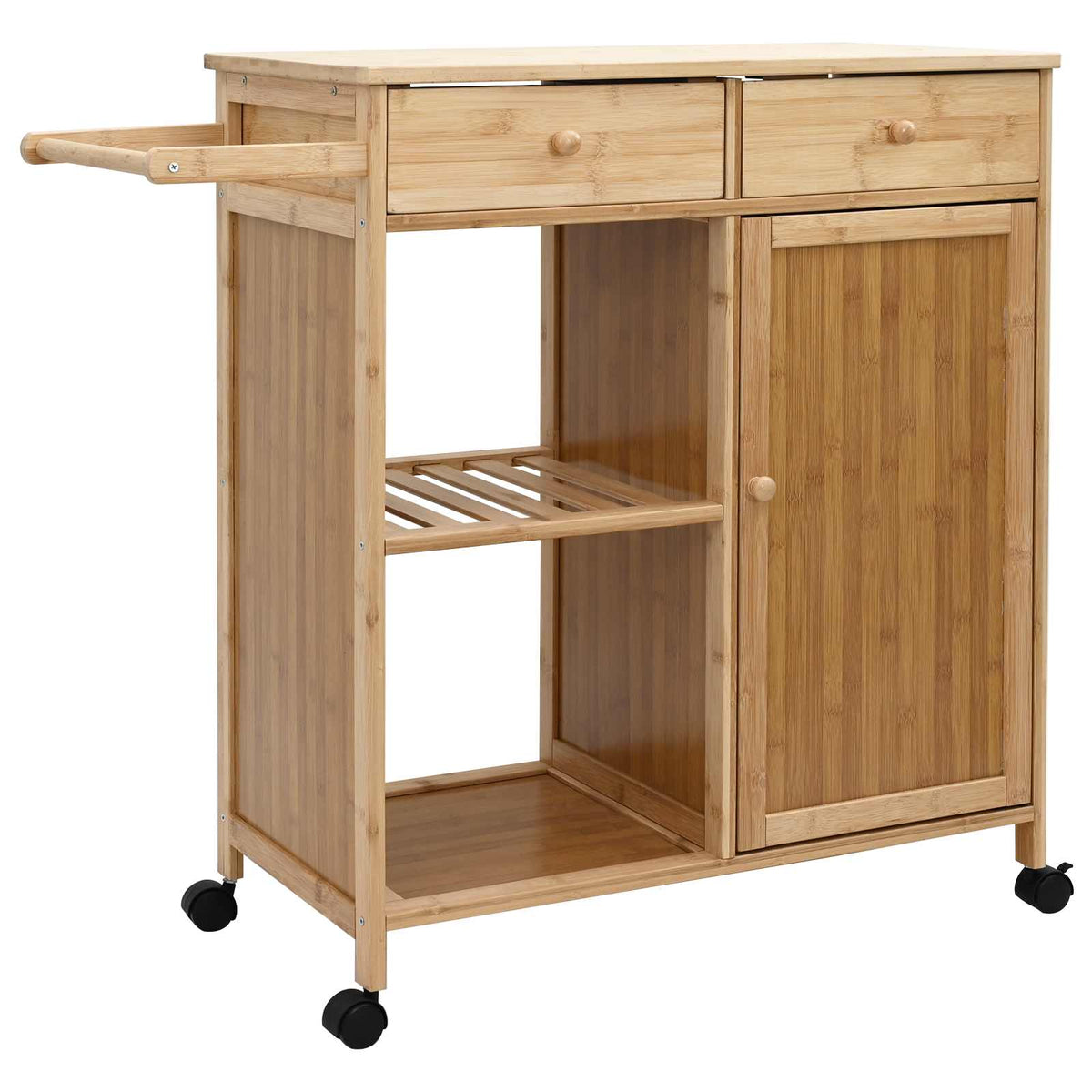 vidaXL Kitchen Trolley with Wheels Natural 90.5 x 36 x 86.5 cm Bamboo 2