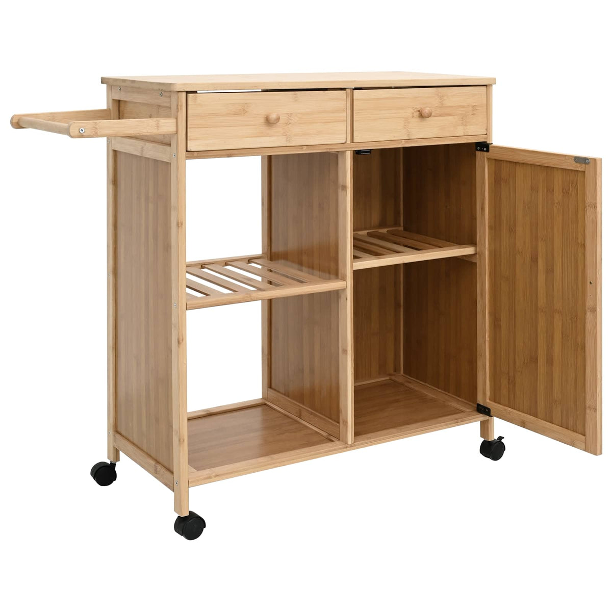 vidaXL Kitchen Trolley with Wheels Natural 90.5 x 36 x 86.5 cm Bamboo 4