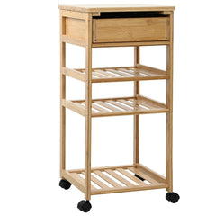 vidaXL Kitchen Trolley with Wheels Natural 37 x 36 x 80 cm Bamboo 6