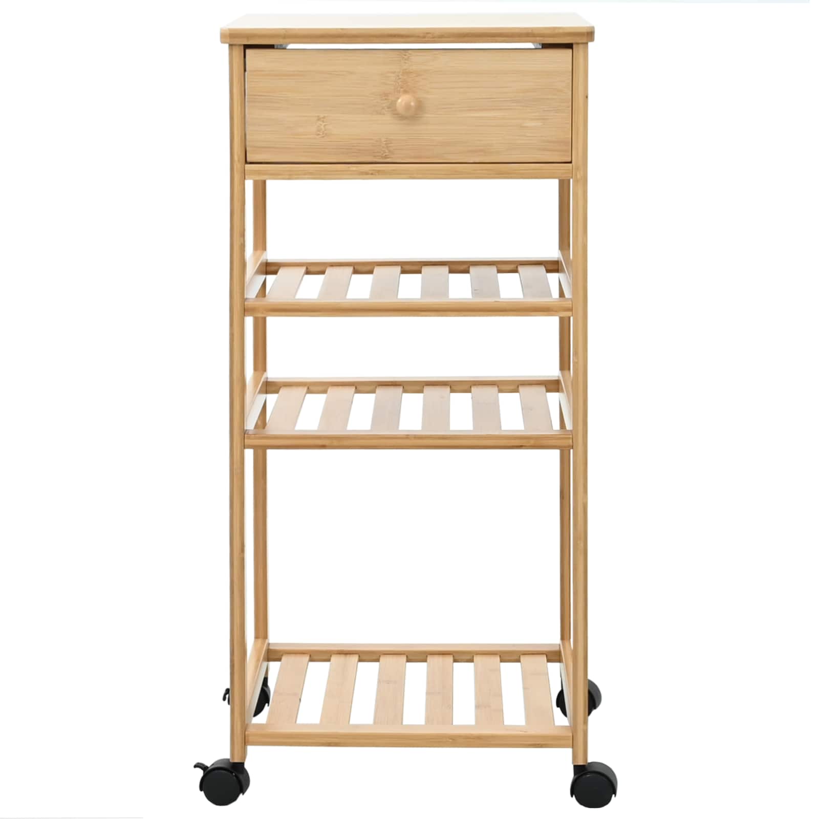 vidaXL Kitchen Trolley with Wheels Natural 37 x 36 x 80 cm Bamboo 4