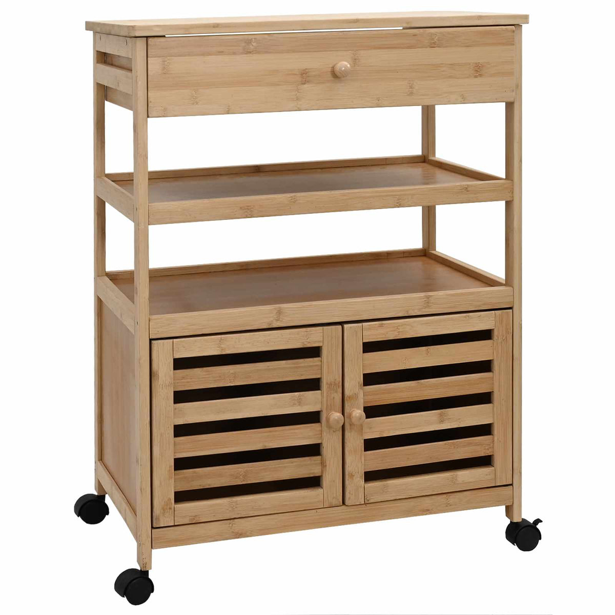 vidaXL Kitchen Trolley with Wheels Natural 59.5 x 36 x 82 cm Bamboo 2