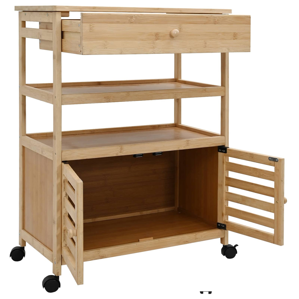 vidaXL Kitchen Trolley with Wheels Natural 59.5 x 36 x 82 cm Bamboo 4