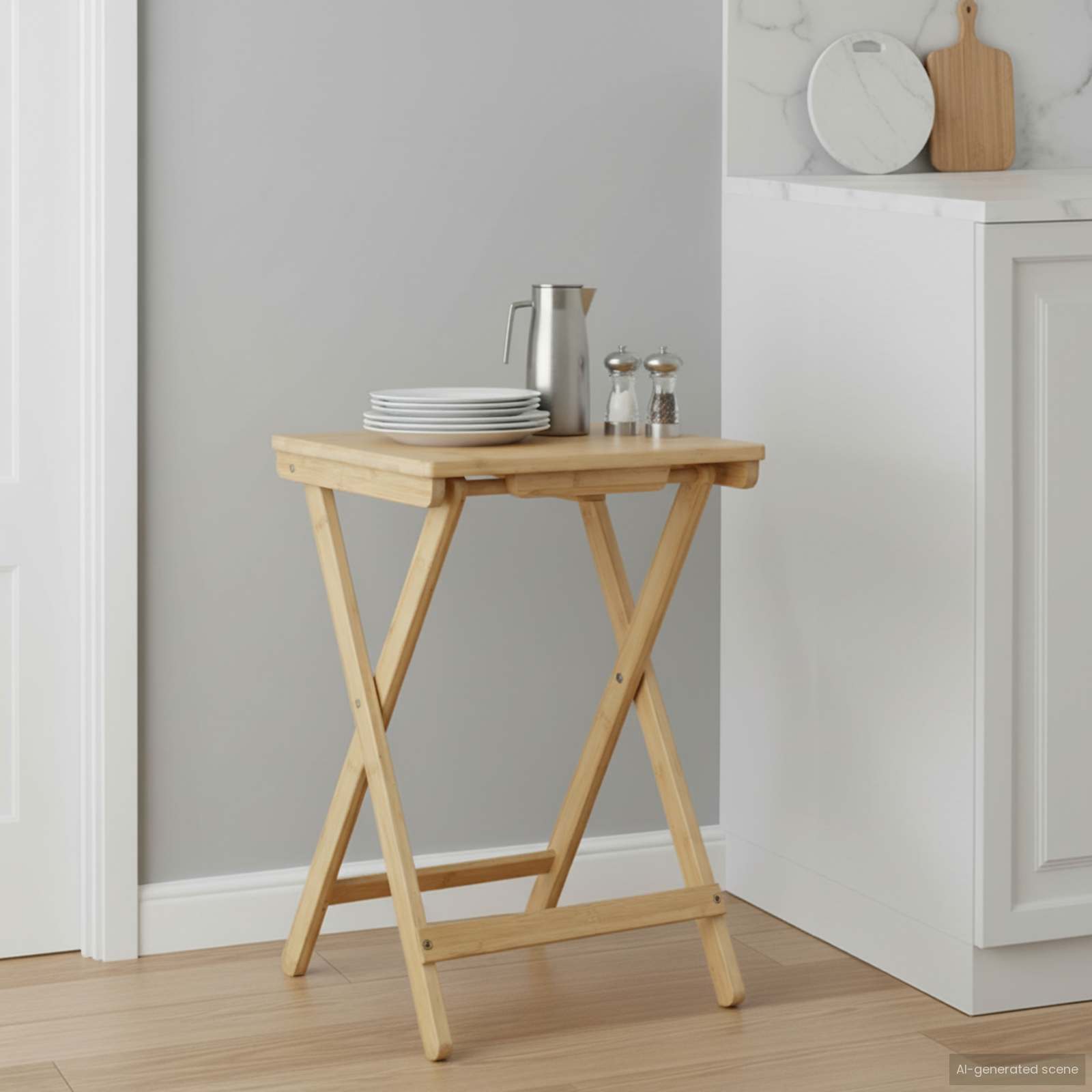vidaXL Kitchen Table Folding Manual Natural 40 x 30 x 53.5 cm Bamboo 1