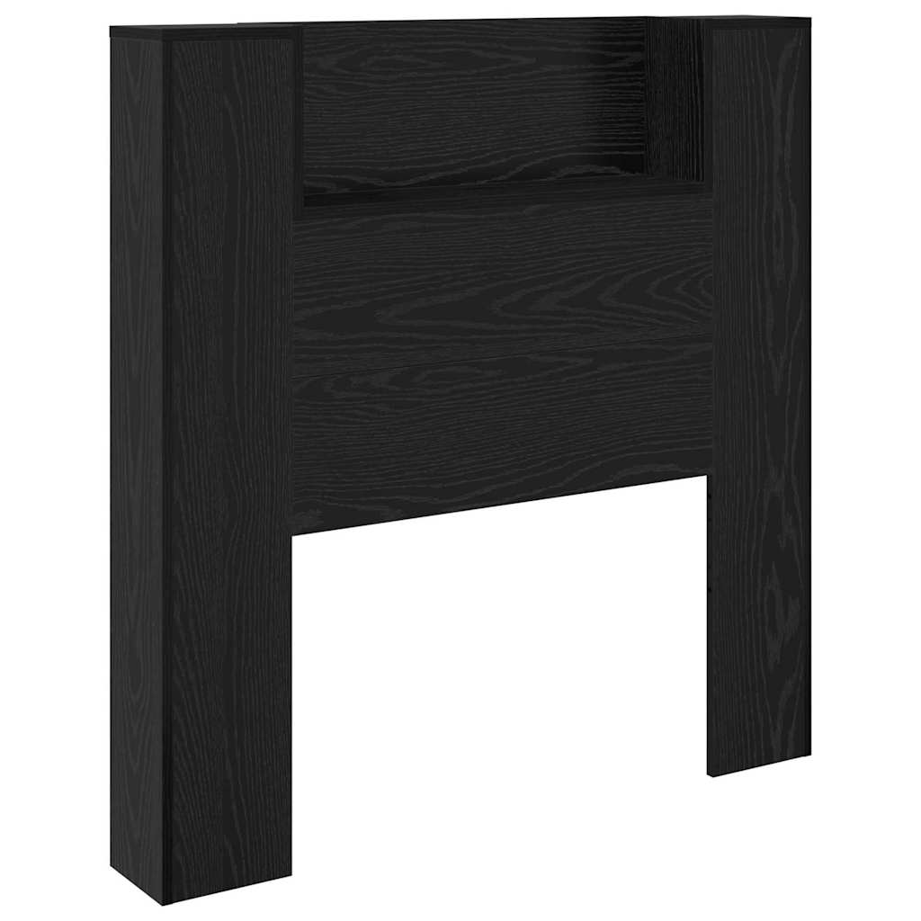 vidaXL Storage Headboard with LED Black Oak Engineered Wood 5