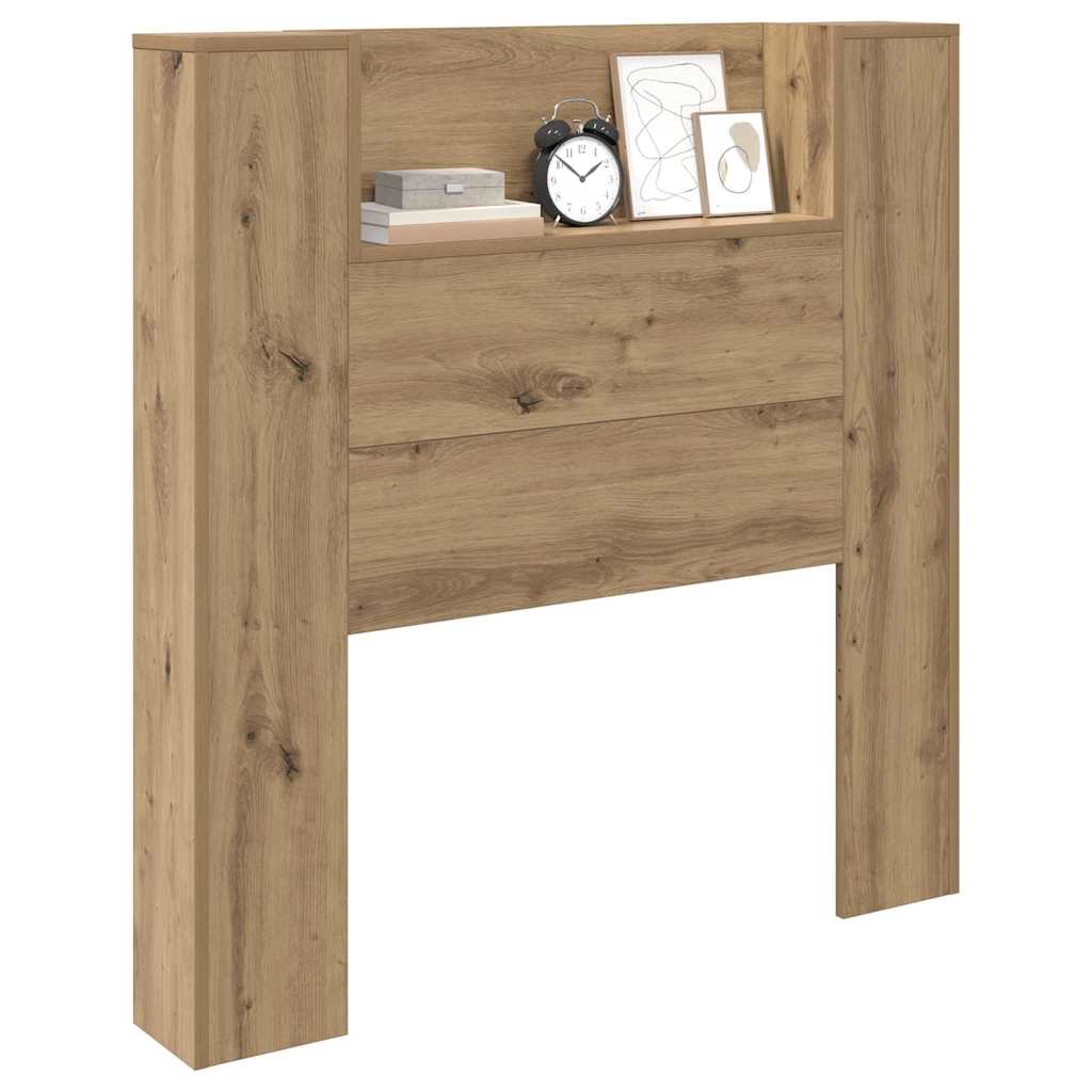 vidaXL Storage Headboard with LED Artisan Oak Engineered Wood 3