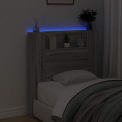 vidaXL Storage Headboard with LED Grey Sonoma Engineered Wood 4