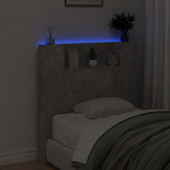 vidaXL Storage Headboard with LED Concrete Grey Engineered Wood 4