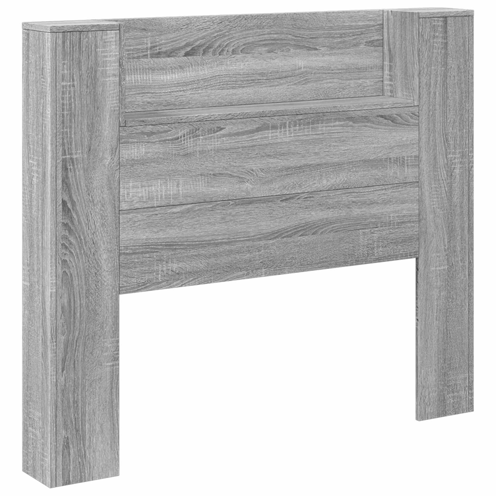 vidaXL Storage Headboard with LED Grey Sonoma Engineered Wood 2