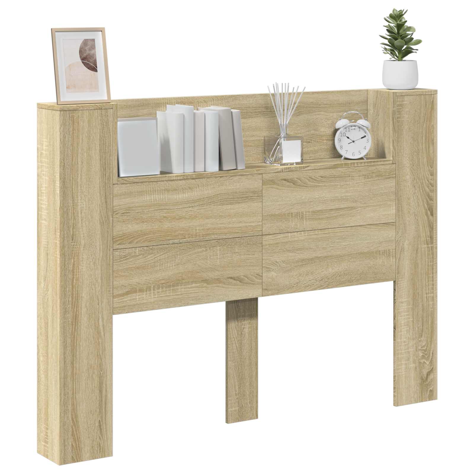 vidaXL Storage Headboard with LED Sonoma Oak Engineered Wood 3