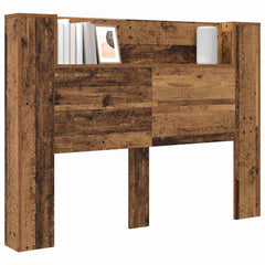 vidaXL Storage Headboard with LED Old Wood Engineered Wood 3