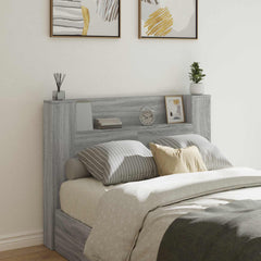 vidaXL Storage Headboard with LED Engineered Wood 140 cm