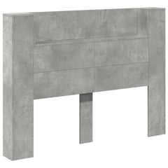 vidaXL Storage Headboard with LED Concrete Grey Engineered Wood 2
