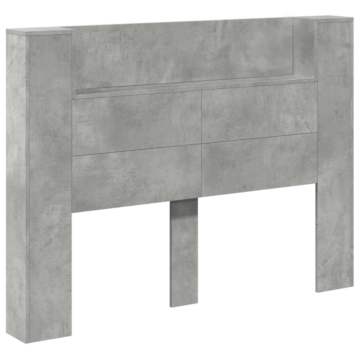 Storage Headboard with LED Engineered Wood 140 cm Concrete grey