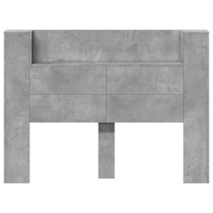 vidaXL Storage Headboard with LED Concrete Grey Engineered Wood 5