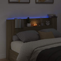 vidaXL Storage Headboard with LED Sonoma Oak Engineered Wood 4