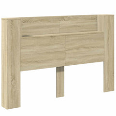 vidaXL Storage Headboard with LED Sonoma Oak Engineered Wood 2