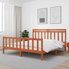 Bed Frame Solid Pine Wood Length 200 cm Wax Brown 180 cm