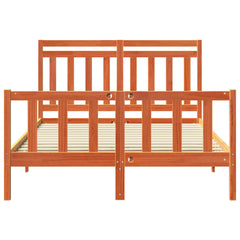 Bed Frame Solid Pine Wood Length 200 cm Wax Brown 160 cm