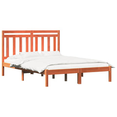 Bed Frame 205.5 x 165.5 x 100 cm Solid Pine Wood Length 200 cm Wax Brown 150 cm