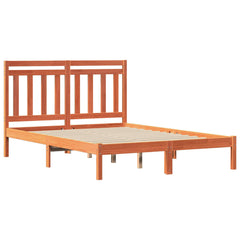 Bed Frame 205.5 x 165.5 x 100 cm Solid Pine Wood Length 200 cm Wax Brown 150 cm