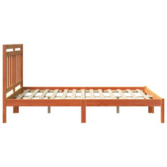 Bed Frame 205.5 x 165.5 x 100 cm Solid Pine Wood Length 200 cm Wax Brown 150 cm