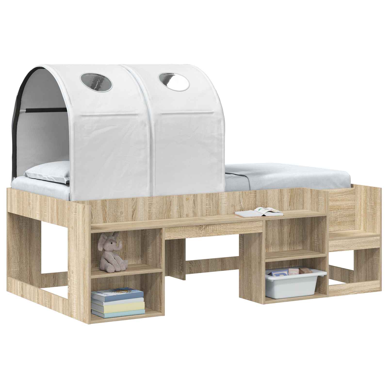 vidaXL Bed Tunnel for Kids Loft Bed 2 pcs White Polyester 3