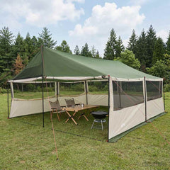 Family Tent 450 x 400 x 265 cm Polyester and Steel Green 600 x 402 x 268/168 cm