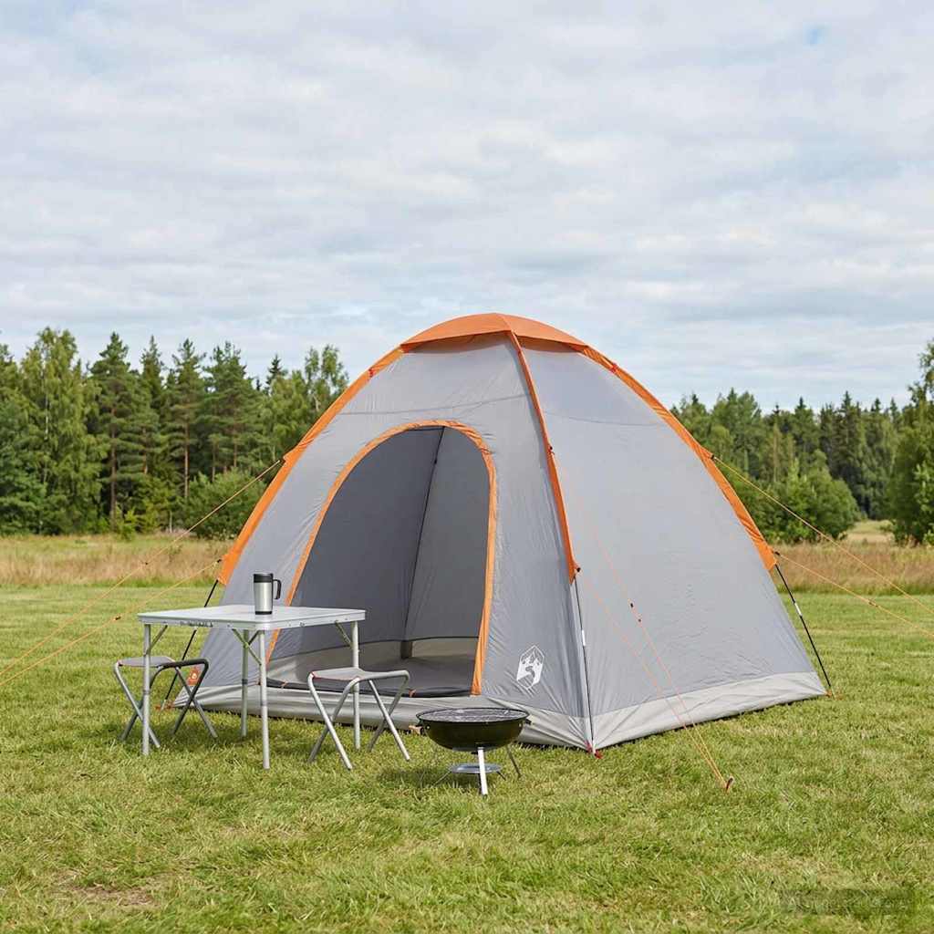 vidaXL Camping Tent 2-Person Grey and Orange 1