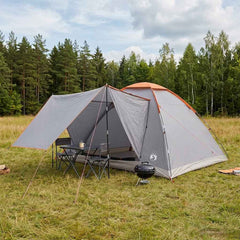 Camping Tent Polyester and Steel Grey and orange 6-person
