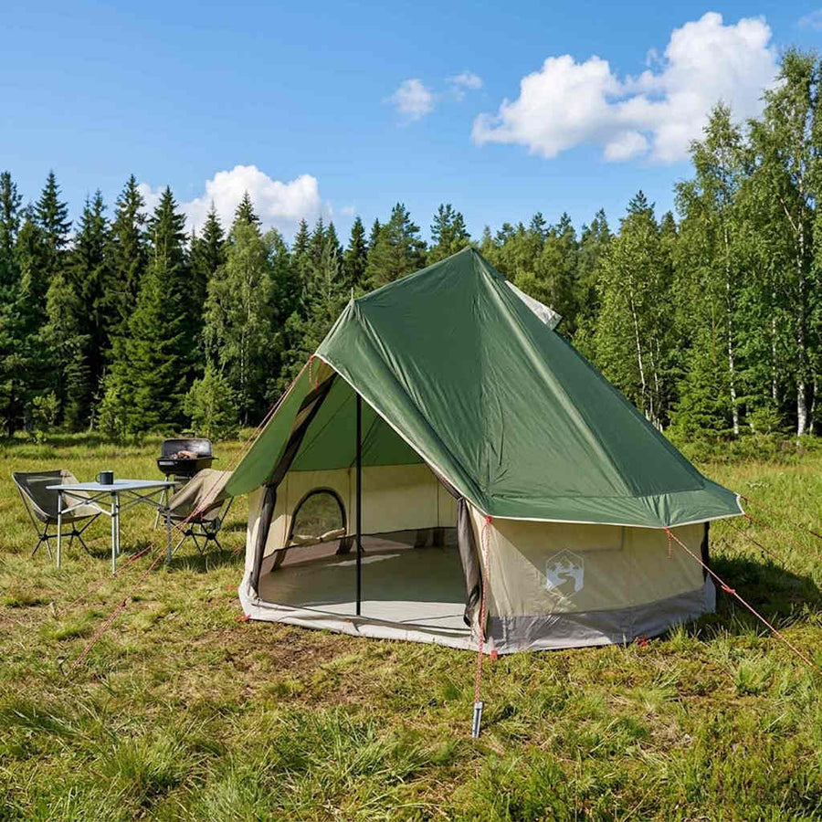 Family Tent Tipi Waterproof Green 4-Person