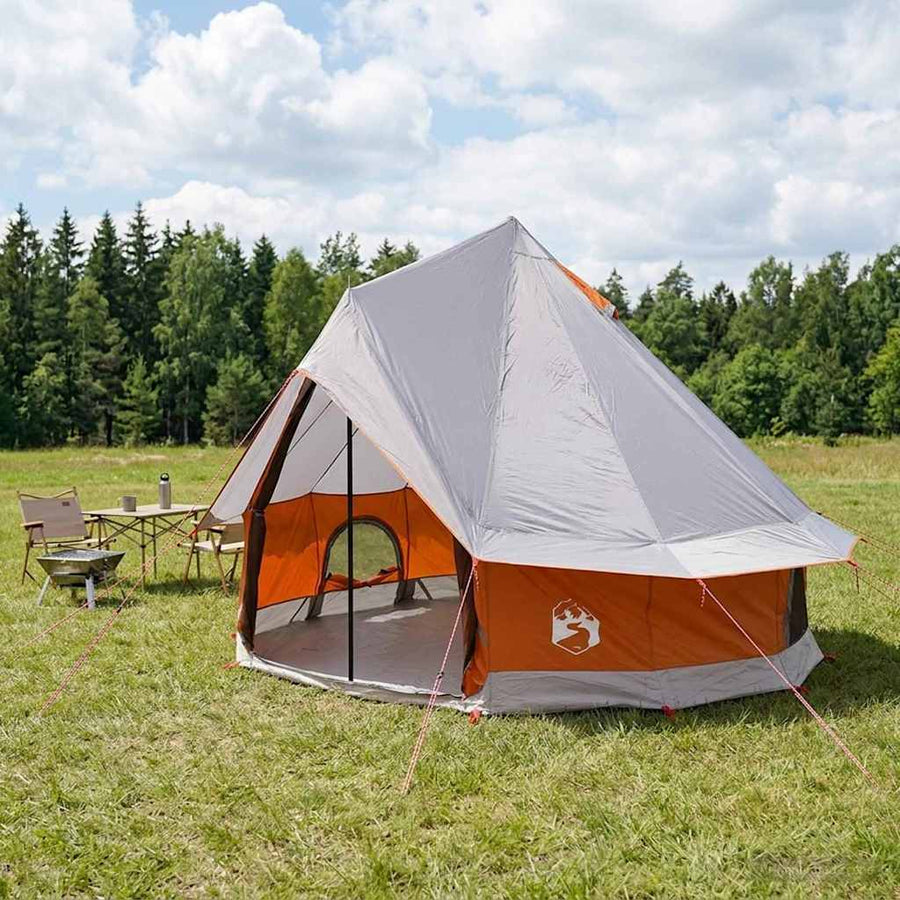 Family Tent Tipi Waterproof Grey and Orange 4-Person