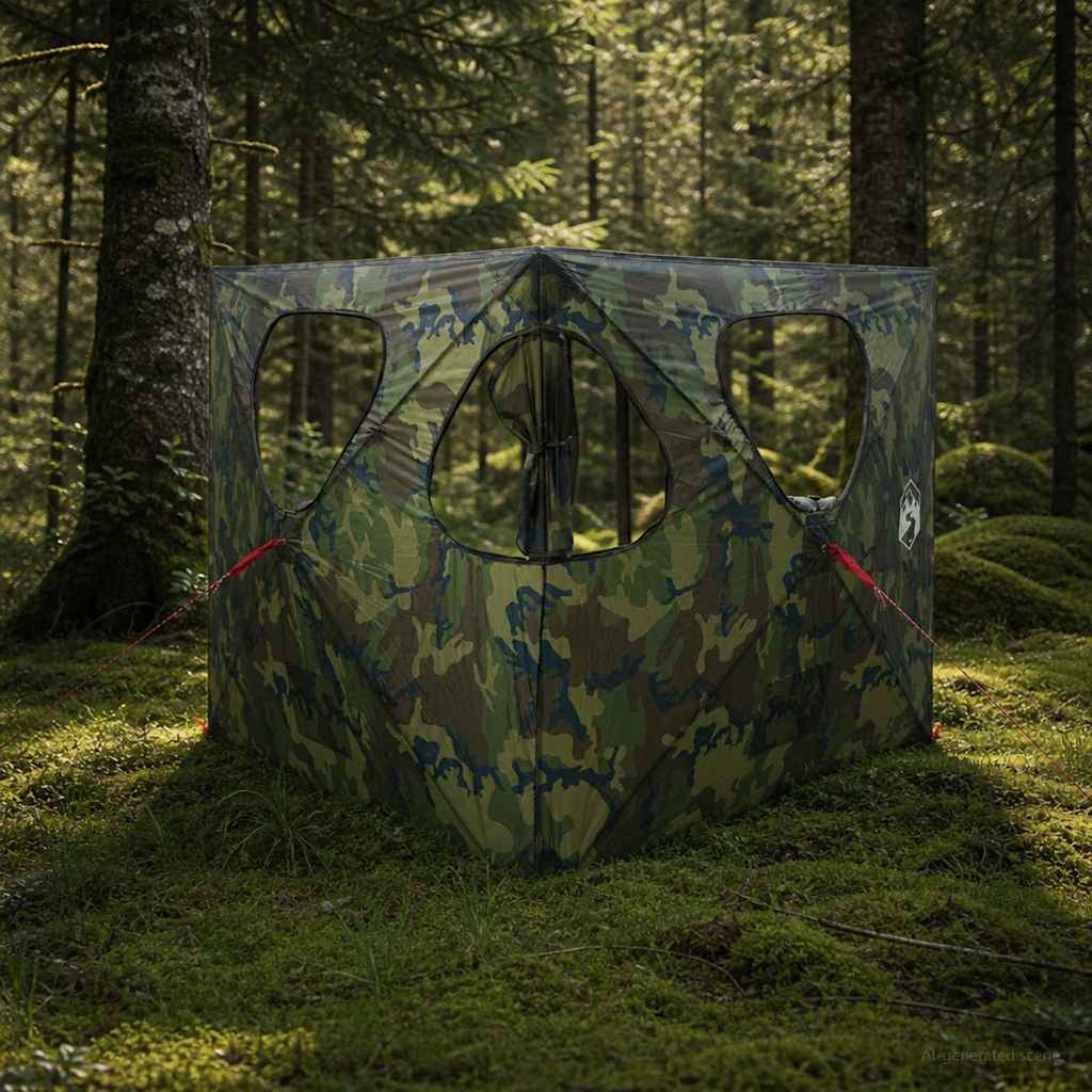 vidaXL Hunting Tent 145 x 145 x 150 cm Camouflage Polyester and Steel 1