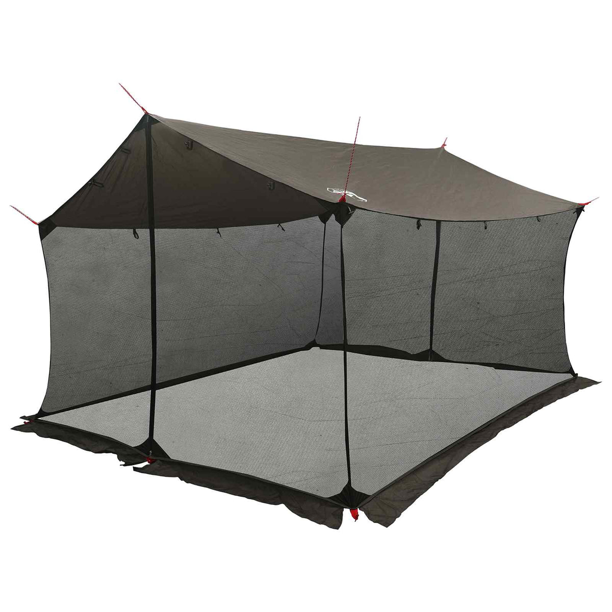 Camping Tarp with Mesh Walls 340 x 260 x 220 cm Brown and grey