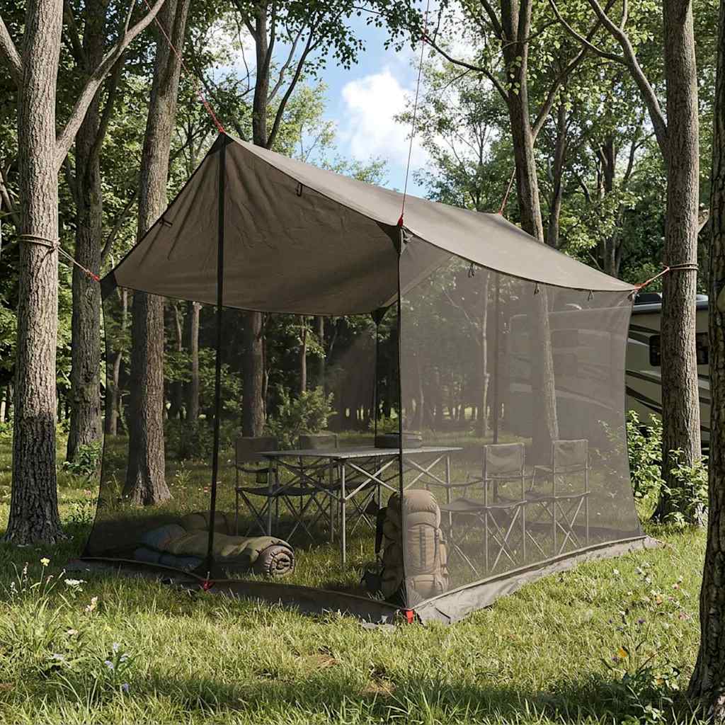 vidaXL Camping Tarp with Mesh Walls 270 x 210 x 210 cm Brown Grey 1