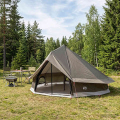Tipi Tent Polyester and Steel Brown Grey 18-Person
