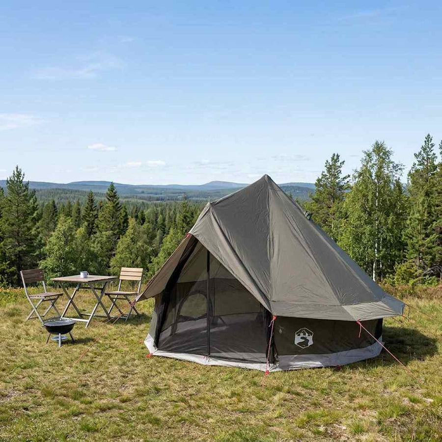Tipi Tent Polyester and Steel Brown Grey 4-Person