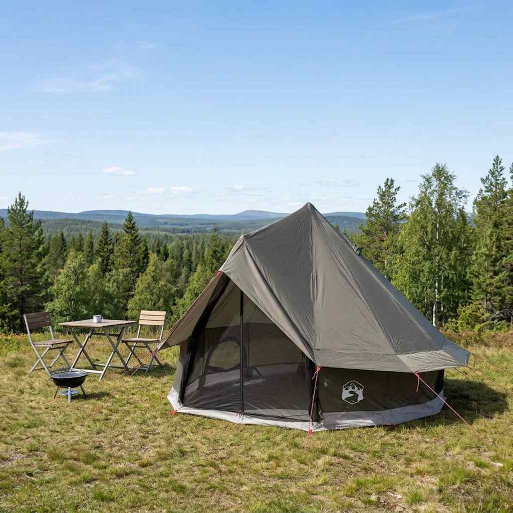 Tipi Tent Polyester and Steel Brown Grey 4-Person